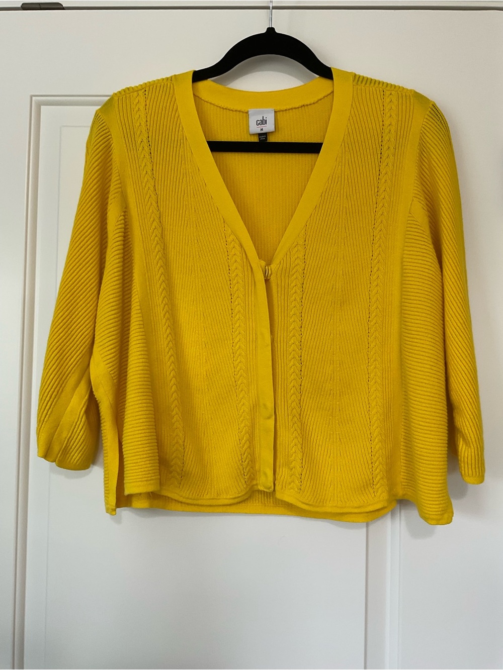 CAbi Bright Yellow V-Neck Button Cardigan